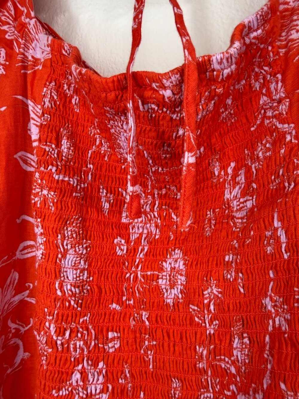 Ava & Viv Floral Puff Sleeve Blouse Red White 100% Cotton Women's XXL - Picture 6 of 8